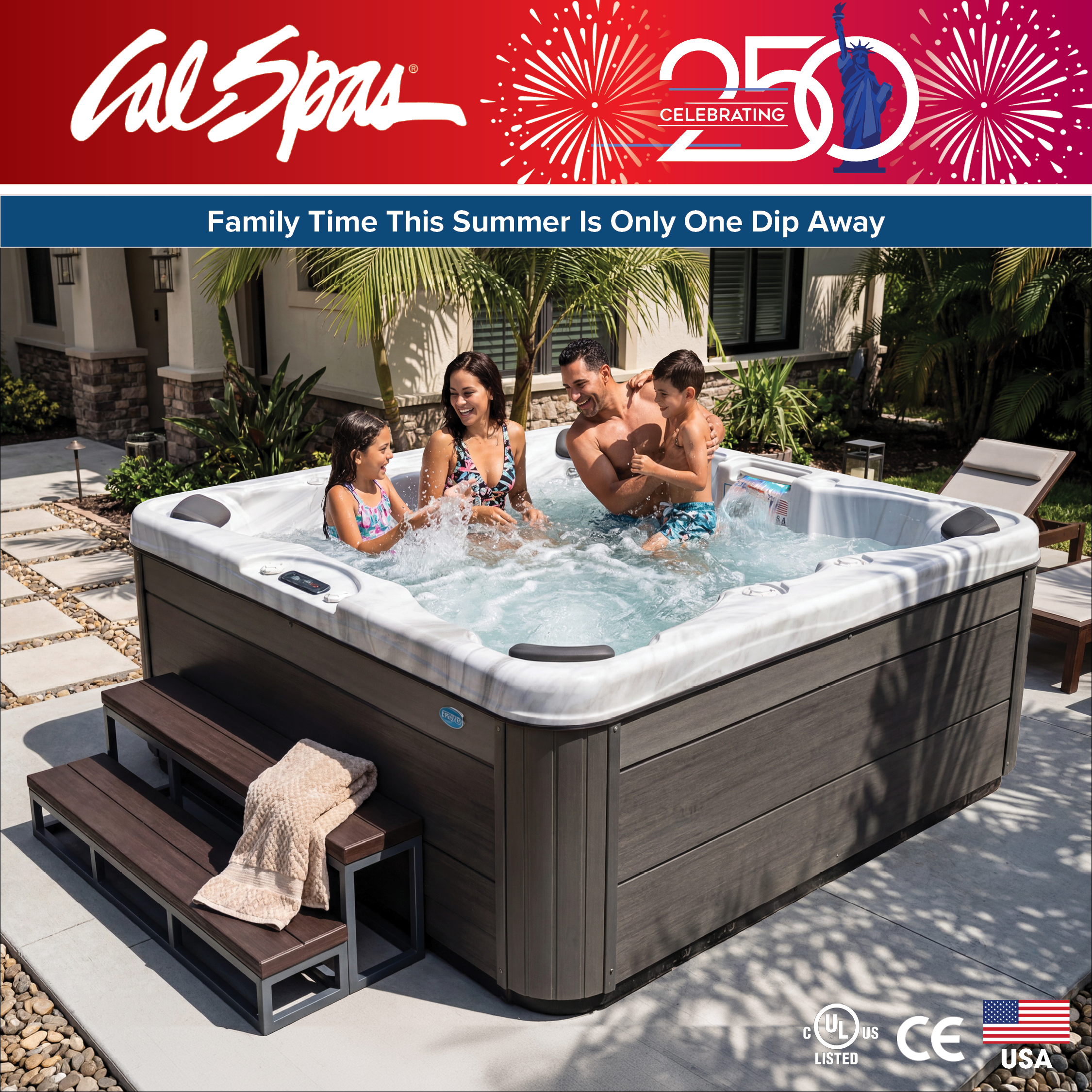 Calspas hot tub being used in a family setting - Bozeman